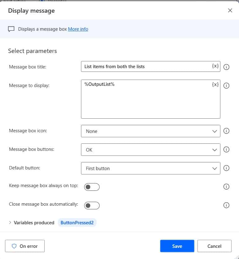 How to merge list items in Power automate desktop