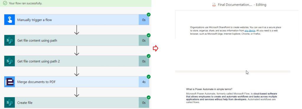 How to merge pdf files using power automate