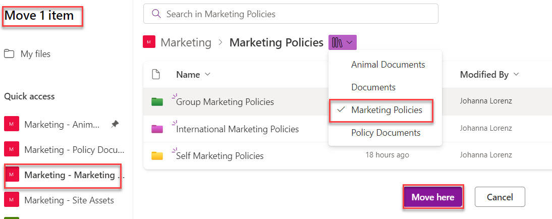 how to move a folder in sharepoint