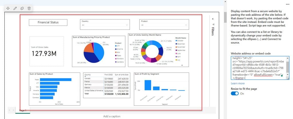 how to publish power bi report to sharepoint using embed web part