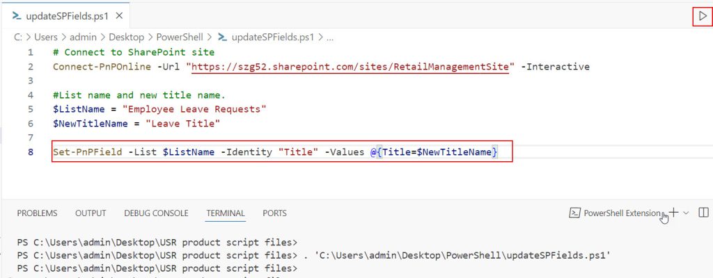 how to rename SharePoint list feld using pnp powershell