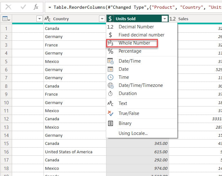 change data type in power bi