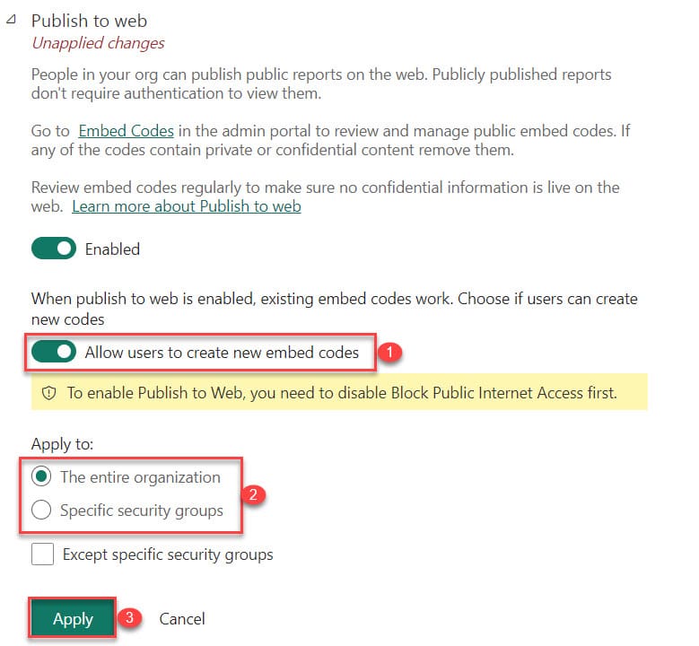 How to Resolve Publish to Web Error Message Contact Your Admin to Enable Embed Code Creation