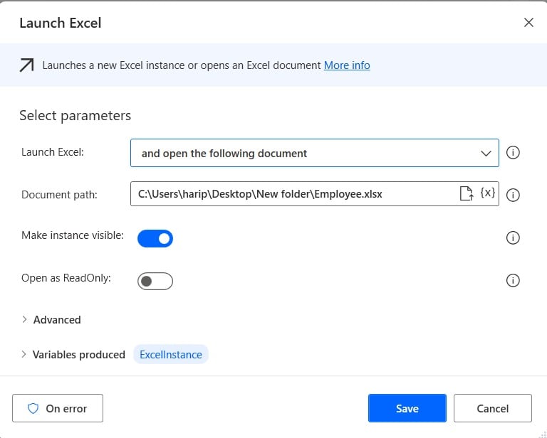 How to retrieve data table column into list from excel using Power Automate Desktop