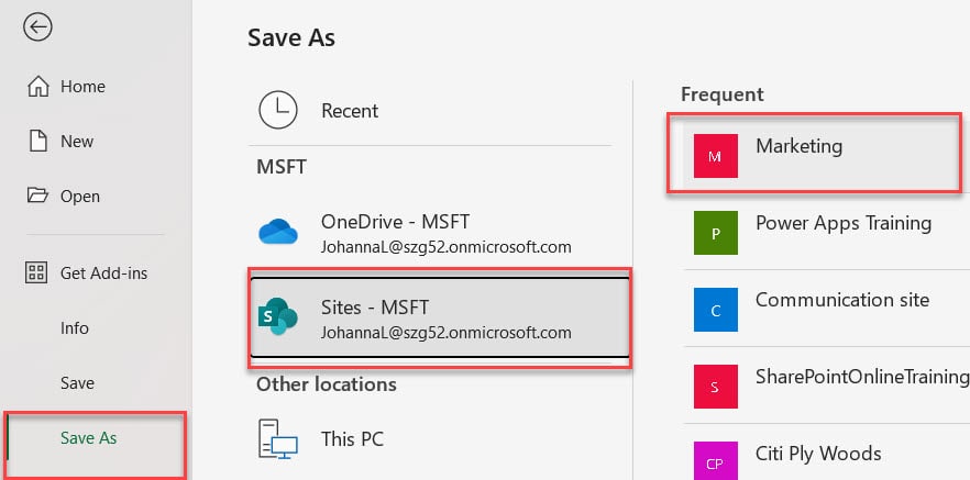 how to save excel file in sharepoint library