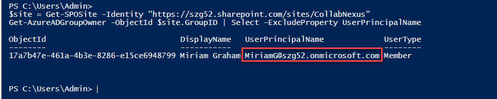 how to see owner of sharepoint site using powershell