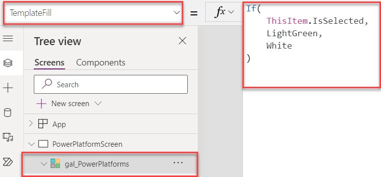 how to set powerapps gallery default selected first item