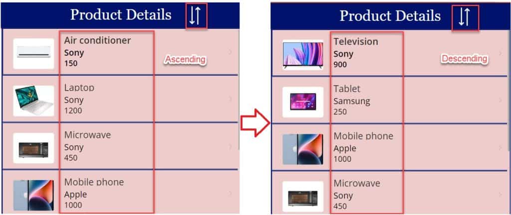 How to sort the power apps gallery ascending descending