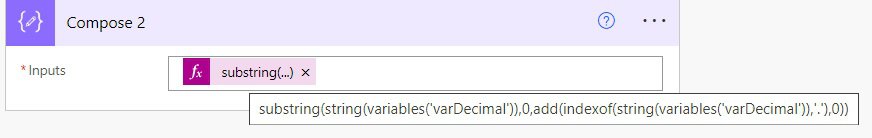 how to turn a decimal into a whole number in Power automate