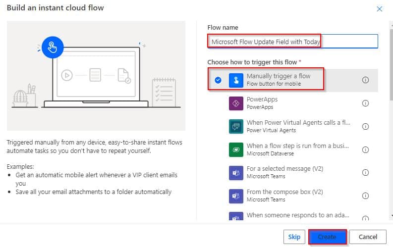 Update SharePoint List Field with today's date in Power Automate