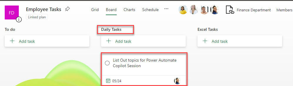 How to updates task details in planner card Power Automate