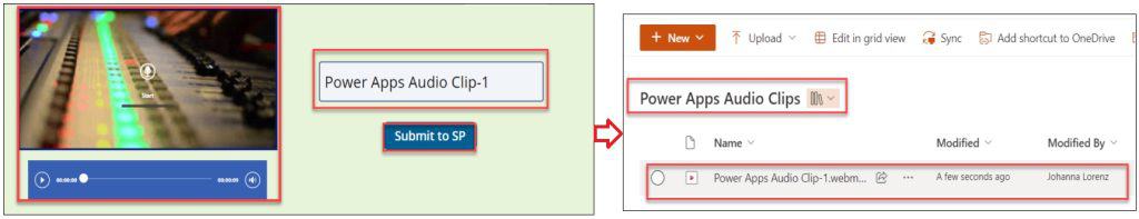 How to upload a Power apps Audio into sharepoint