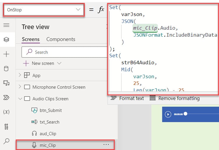 How to upload Power apps Audio into sharepoint