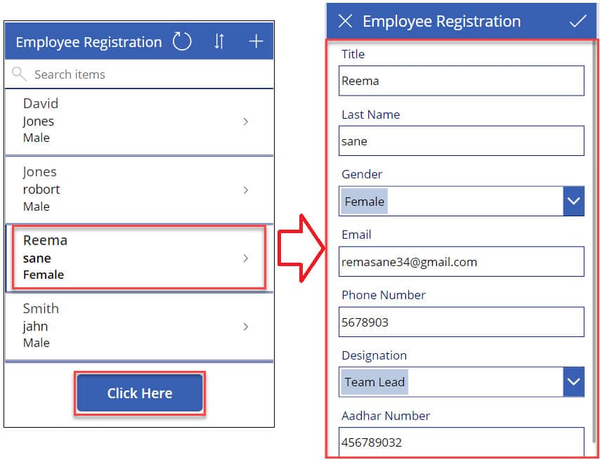 how to use a powerapps gallery control onselect