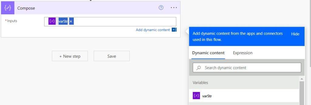 how to use initialize variable in power automate