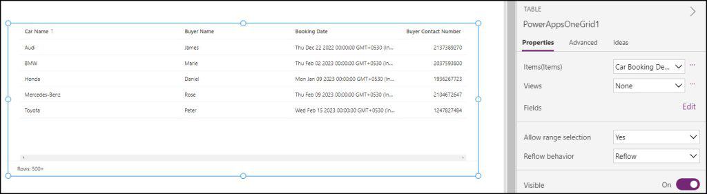 How to use Power Apps Modern Table