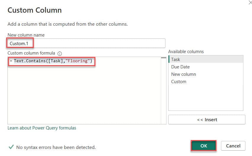 How to use Power Query Text.contains