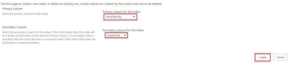 indexed column in sharepoint