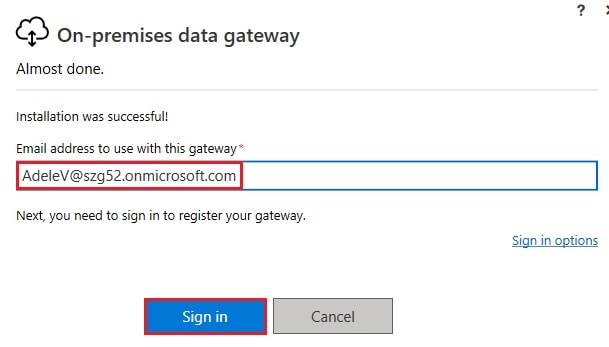 Install on premises data gateway app to local system