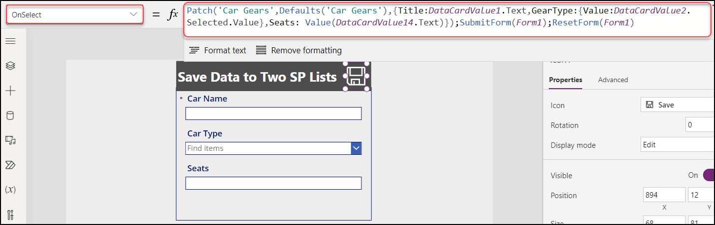 Save Data to Multiple SharePoint Lists in Power Apps