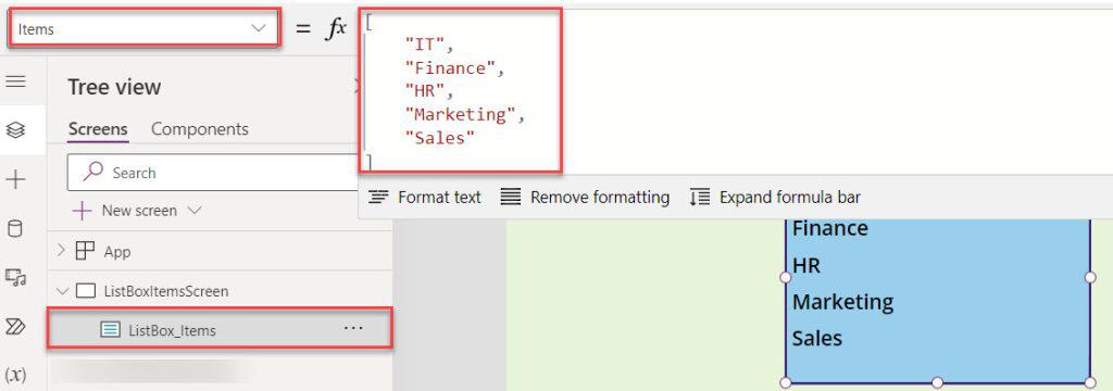 listbox default value in powerapps