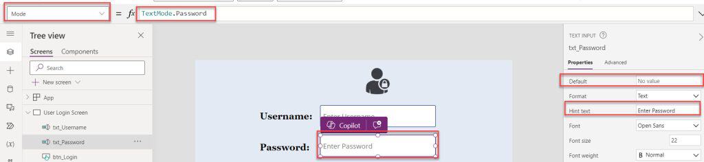 login page in powerapps