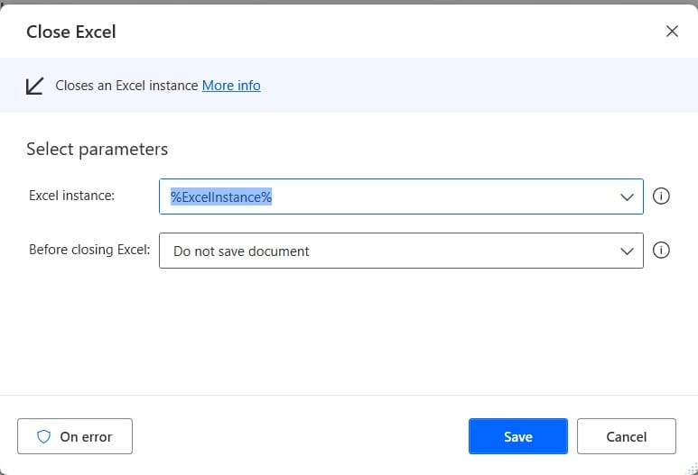 loop through excel rows in Power Automate desktop