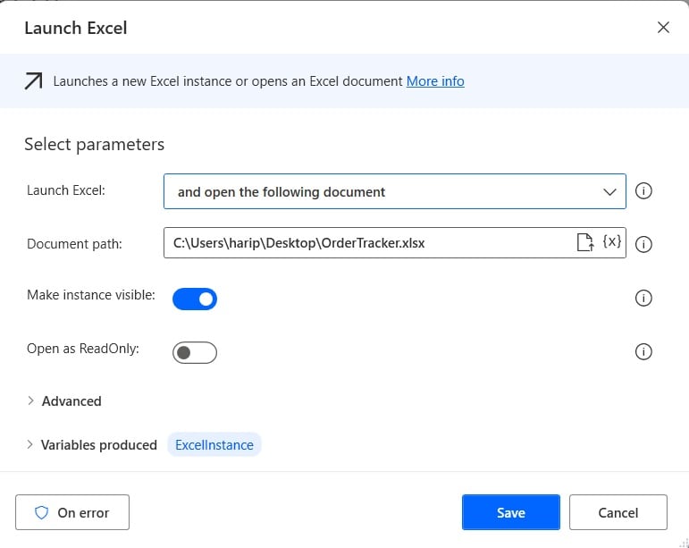 loop through excel rows using Power Automate desktop