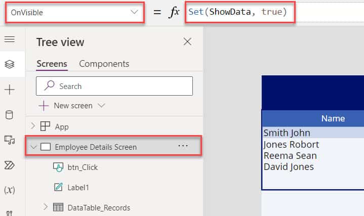 Make a Data Table Empty using Variables in Power Apps