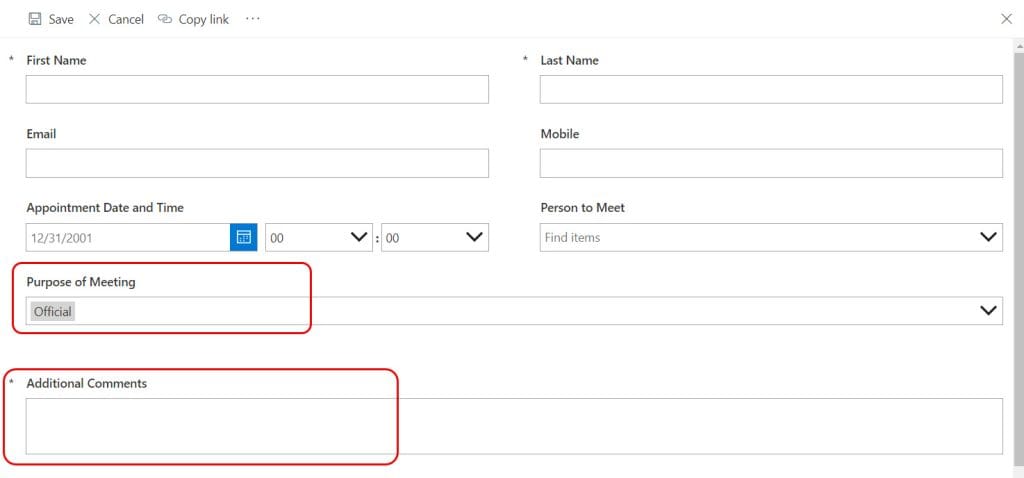 make field visible in power apps based on field value in powerapps