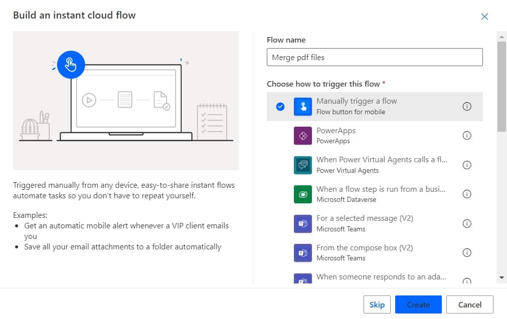 Merge PDF files using Microsoft Power Automate