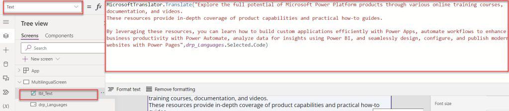 microsoft power apps language