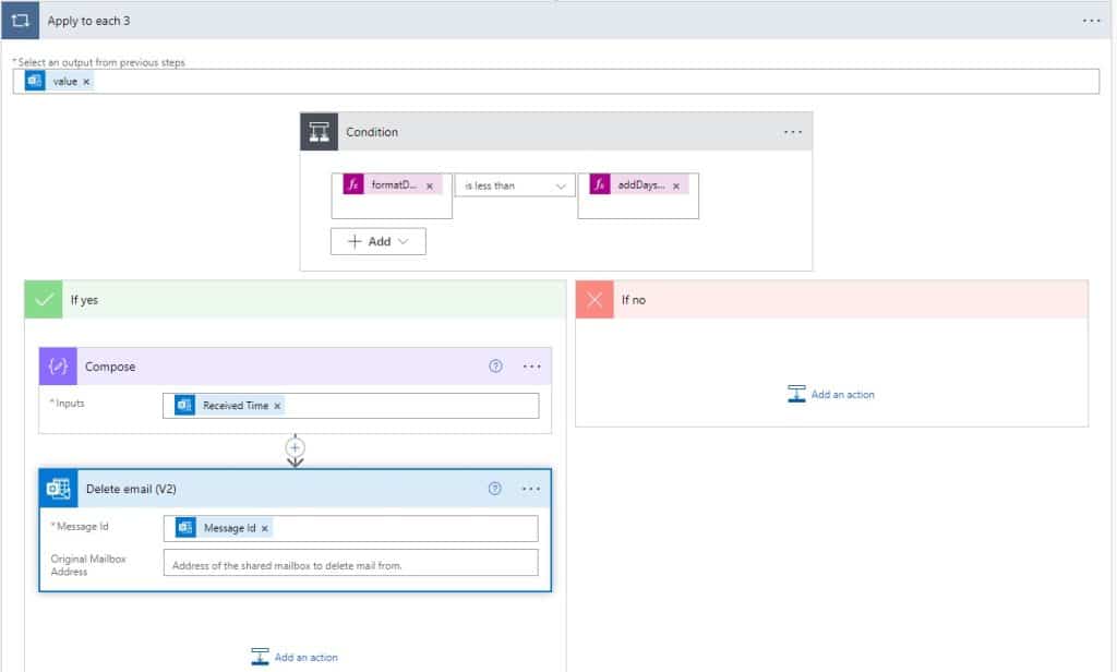 Microsoft power automate delete emails older than