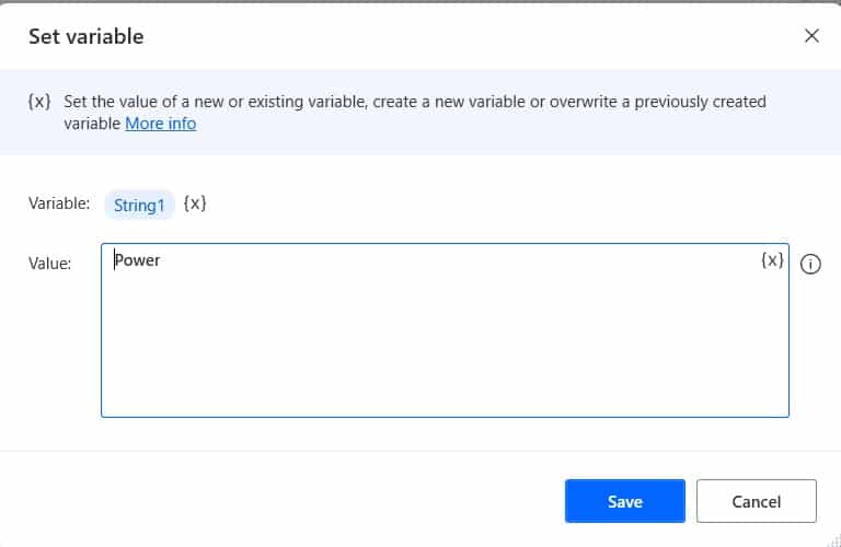 Microsoft Power Automate Desktop concatenate string