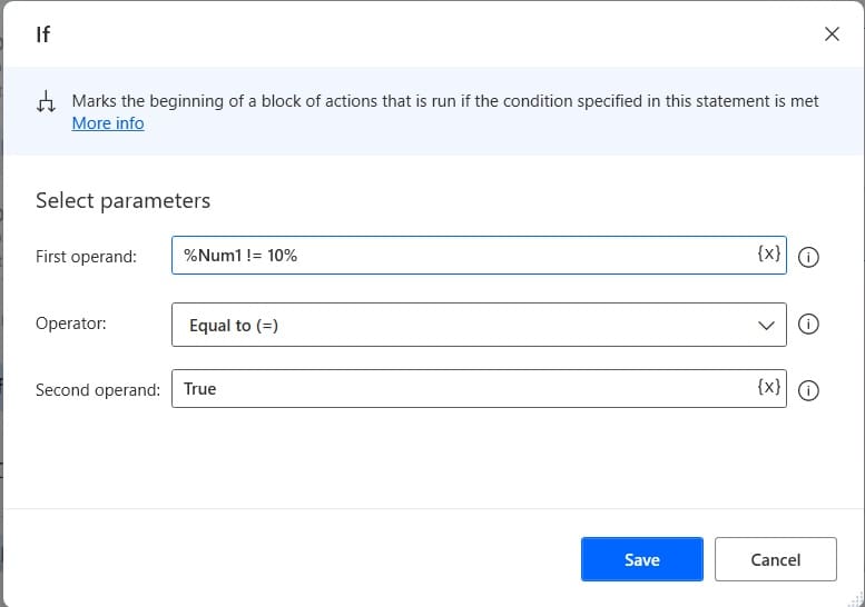 Microsoft Power Automate Desktop mathematical operation NOT