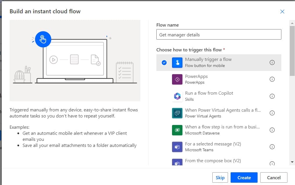 Microsoft power automate get manager details