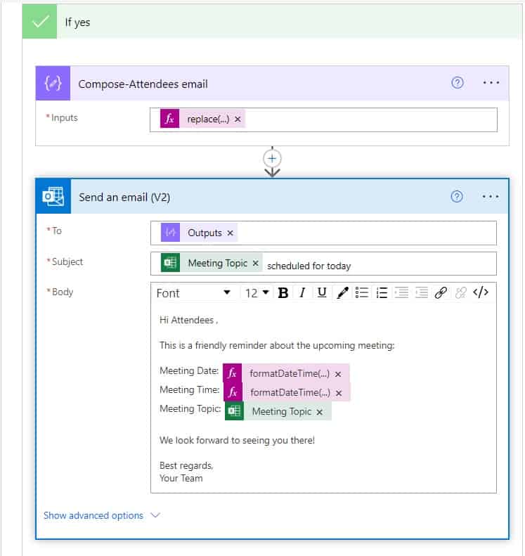 Microsoft Power Automate send email from excel file