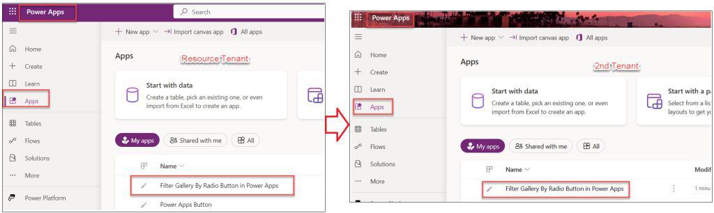 migrate power apps from one tenant to another