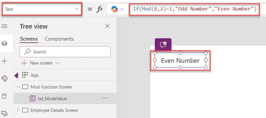 mod function powerapps