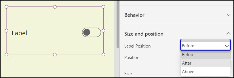 Modern Power Apps Toggle Properties