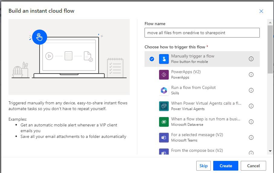 move all files from onedrive to sharepoint  Microsoft power automate