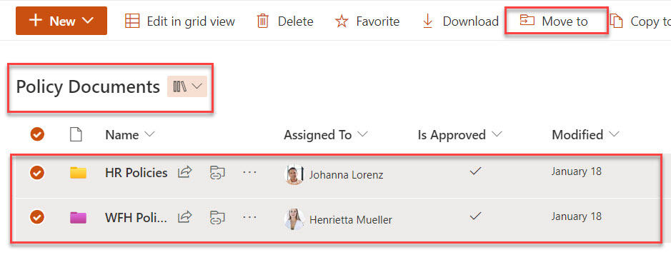 move folder in sharepoint online