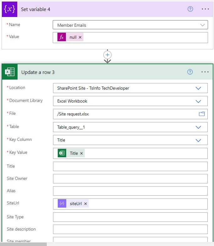 MS Power automate create SharePoint Group connected team sites from excel