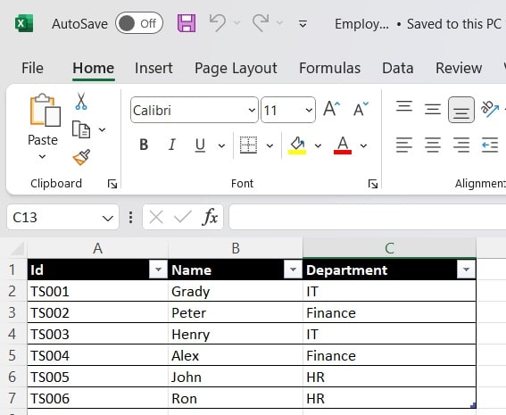 MS Power Automate Desktop retrieve data table column into list from excel