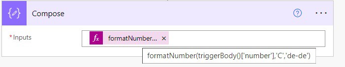 MS power automate flow format number as currency