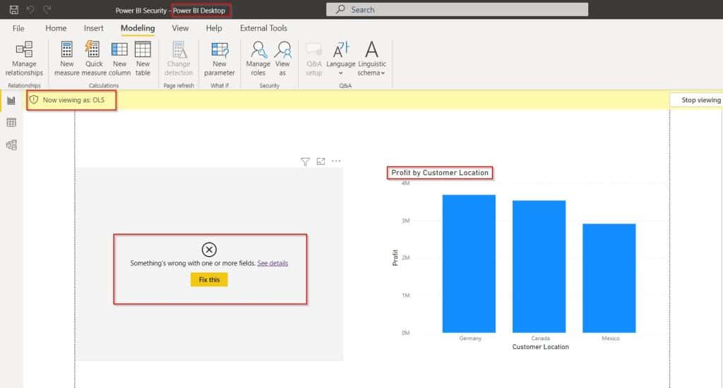 Object level of security in Power Bi Desktop example