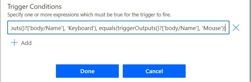 or trigger condition power automate