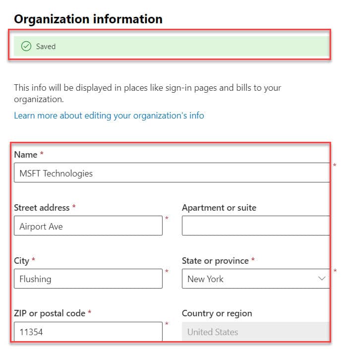 organisation name and address