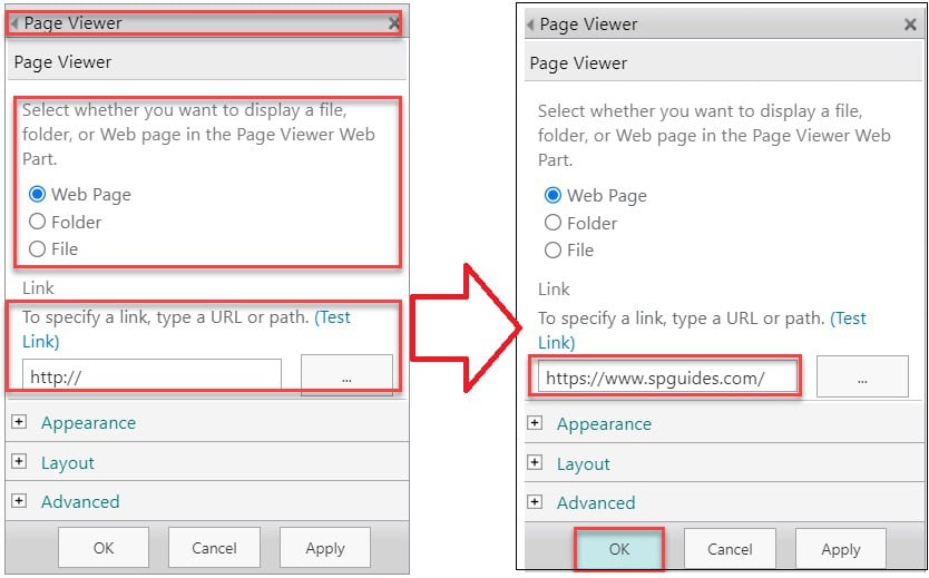 page viewer webpart in sharepoint classic