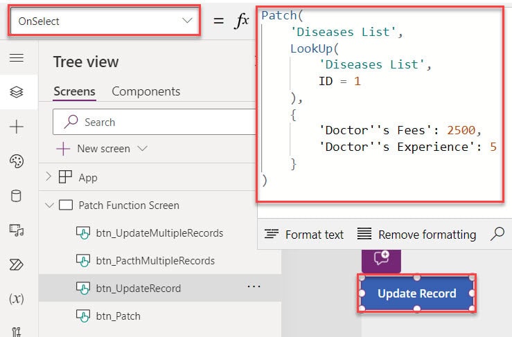 patch function syntax in powerapps